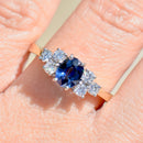 1990s Royal Blue Sapphire & Diamond 18ct Yellow Gold Engagement Ring (1.33cts)