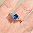1990s Royal Blue Sapphire & Diamond 18ct Yellow Gold Engagement Ring (1.33cts)
