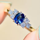1990s Royal Blue Sapphire & Diamond 18ct Yellow Gold Engagement Ring (1.33cts)