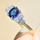 1990s Royal Blue Sapphire & Diamond 18ct Yellow Gold Engagement Ring (1.33cts)