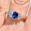 1990s Royal Blue Sapphire & Diamond 18ct Yellow Gold Engagement Ring (1.33cts)
