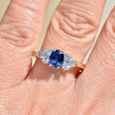 1990s Royal Blue Sapphire & Diamond 18ct Yellow Gold Engagement Ring (1.33cts)