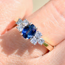 1990s Royal Blue Sapphire & Diamond 18ct Yellow Gold Engagement Ring (1.33cts)