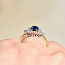 1990s Royal Blue Sapphire & Diamond 18ct Yellow Gold Engagement Ring (1.33cts)