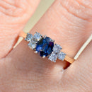 1990s Royal Blue Sapphire & Diamond 18ct Yellow Gold Engagement Ring (1.33cts)