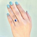 1990s Royal Blue Sapphire & Diamond 18ct Yellow Gold Engagement Ring (1.33cts)