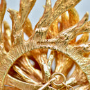 1970s Large Brutalist Ruby 9ct Yellow Gold Floral Brooch (1.35cts)