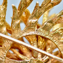 1970s Large Brutalist Ruby 9ct Yellow Gold Floral Brooch (1.35cts)