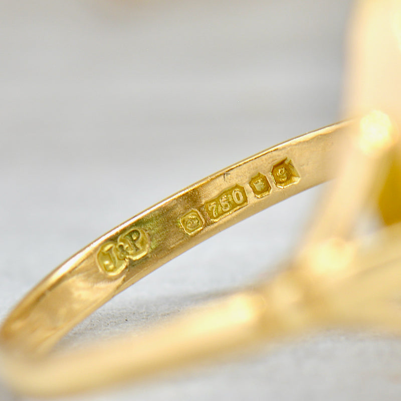 1980s Sapphire & Diamond 18ct Yellow Gold Halo Engagement Ring (5.17cts)