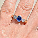 Vintage 1990s Sapphire and Diamond 18ct Yellow Gold Trilogy Engagement Ring (1.52cts)