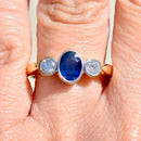 Vintage 1990s Sapphire and Diamond 18ct Yellow Gold Trilogy Engagement Ring (1.52cts)