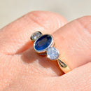 Vintage 1990s Sapphire and Diamond 18ct Yellow Gold Trilogy Engagement Ring (1.52cts)