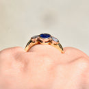 Vintage 1990s Sapphire and Diamond 18ct Yellow Gold Trilogy Engagement Ring (1.52cts)