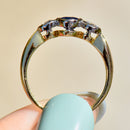 Vintage 1990s Sapphire and Diamond 18ct Yellow Gold Trilogy Engagement Ring (1.52cts)