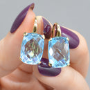 Sky-Blue Topaz 18ct Yellow Gold Front Lever Back Earrings (15.84cts)