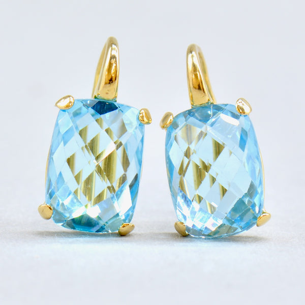 Sky-Blue Topaz 18ct Yellow Gold Front Lever Back Earrings (15.84cts)