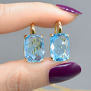 Sky-Blue Topaz 18ct Yellow Gold Front Lever Back Earrings (15.84cts)