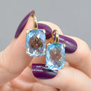 Sky-Blue Topaz 18ct Yellow Gold Front Lever Back Earrings (15.84cts)