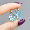 Sky-Blue Topaz 18ct Yellow Gold Front Lever Back Earrings (15.84cts)