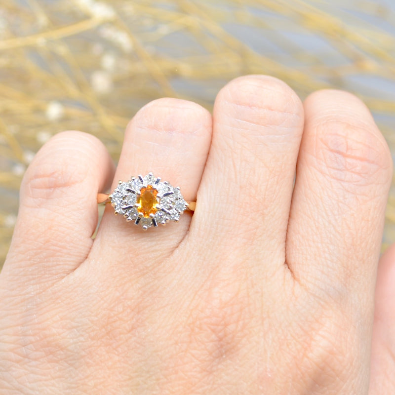 Yellow Sapphire & Diamond 18ct Yellow Gold Cluster Ring (1.15cts)