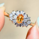 Golden Yellow Sapphire & Diamond 18ct Yellow Gold Cluster Ring (1.15cts)