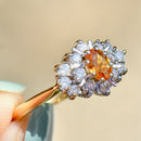 Golden Yellow Sapphire & Diamond 18ct Yellow Gold Cluster Ring (1.15cts)