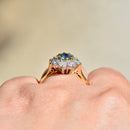 Vintage 1990s Cornflower Blue Sapphire & Diamond 18ct Yellow Gold Halo Daisy Engagement Ring (1.42cts)