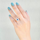 Vintage 1990s Cornflower Blue Sapphire & Diamond 18ct Yellow Gold Halo Daisy Engagement Ring (1.42cts)