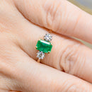 Vintage Emerald & Diamond 18ct Yellow Gold Trilogy Three-Stone Ring (0.97ct)