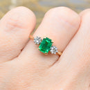 Vintage Emerald & Diamond 18ct Yellow Gold Trilogy Three-Stone Ring (0.97ct)