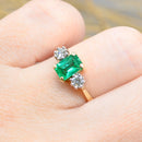 Vintage Emerald & Diamond 18ct Yellow Gold Trilogy Three-Stone Ring (0.97ct)