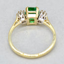 Vintage Emerald & Diamond 18ct Yellow Gold Trilogy Three-Stone Ring (0.97ct)