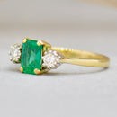 Vintage Emerald & Diamond 18ct Yellow Gold Trilogy Three-Stone Ring (0.97ct)