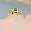 Vintage Emerald & Diamond 18ct Yellow Gold Trilogy Three-Stone Ring (0.97ct)