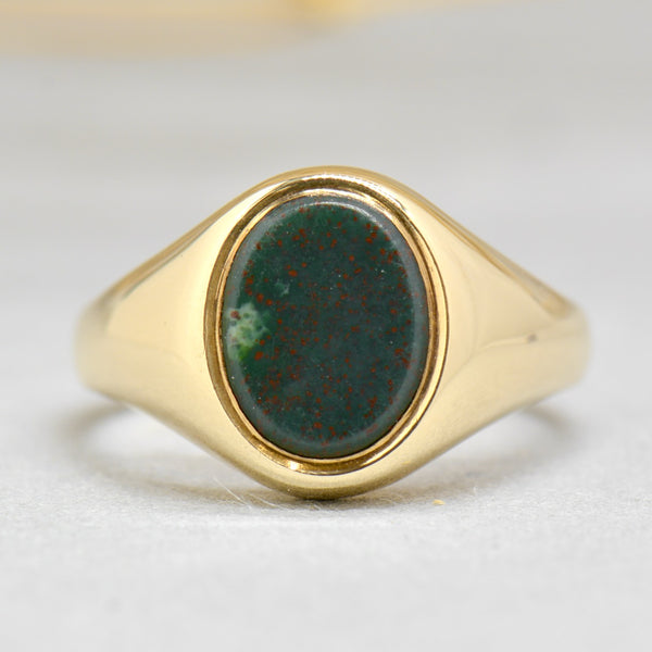 Vintage 1960s 9ct Yellow Gold Bloodstone Signet Ring