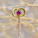 Antique No Heat Ruby Infinity Eternity Knot Stick Pin/Lapel Pin/Tie Pin Boxed