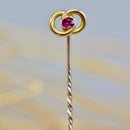 Antique No Heat Ruby Infinity Eternity Knot Stick Pin/Lapel Pin/Tie Pin Boxed