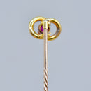 Antique No Heat Ruby Infinity Eternity Knot Stick Pin/Lapel Pin/Tie Pin Boxed