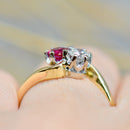 Reserved for J - Toi et Moi Ruby and Diamond 18ct Yellow Gold Cross-Over Ring (0.56ct)