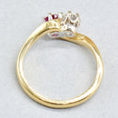 Reserved for J - Toi et Moi Ruby and Diamond 18ct Yellow Gold Cross-Over Ring (0.56ct)