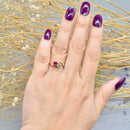 Reserved for J - Toi et Moi Ruby and Diamond 18ct Yellow Gold Cross-Over Ring (0.56ct)