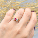 Reserved for J - Toi et Moi Ruby and Diamond 18ct Yellow Gold Cross-Over Ring (0.56ct)