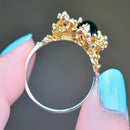 Vintage Abstract Modernistic Green Tourmaline Cabochon Ring