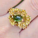 Vintage Abstract Modernistic Green Tourmaline Cabochon Ring