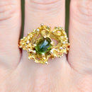 Vintage Abstract Modernistic Green Tourmaline Cabochon Ring
