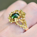 Vintage Abstract Modernistic Green Tourmaline Cabochon Ring