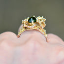 Vintage Abstract Modernistic Green Tourmaline Cabochon Ring