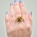 Vintage Abstract Modernistic Green Tourmaline Cabochon Ring