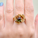 Vintage Abstract Modernistic Green Tourmaline Cabochon Ring