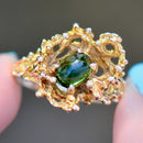 Vintage Abstract Modernistic Green Tourmaline Cabochon Ring